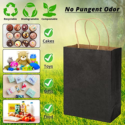 HavrePac 100 Pack Gift Bags with Handles 5.9x3.15x8.26 inch Black - color: Black