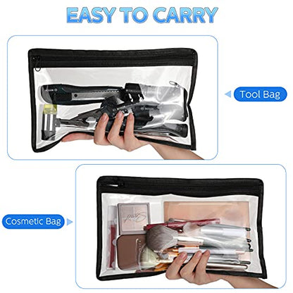 Outus 8 Pcs Clear Zipper Pencil Pouches PVC Makeup Purse Bags, 11.5 x 7'' - color: Black Edging, size: 11.5 x 7 Inches