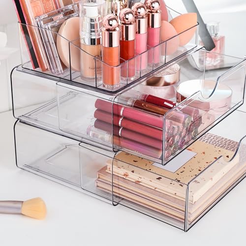 Vtopmart 3 Tier Clear Makeup Organizer with 2 Drawers - style: 3 Tier
