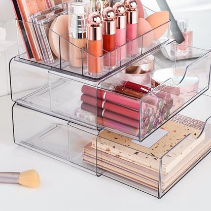 Vtopmart 3 Tier Clear Makeup Organizer with 2 Drawers - style: 3 Tier
