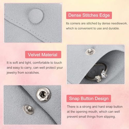 PATIKIL 2Pcs Jewelry Pouch 3x3 Snap Button Present Pouch, Light Grey - color: Light Grey, size: 3x3 Inch