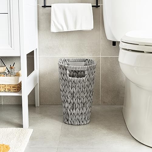 GRANNY SAYS Bathroom Trash Can, Wicker Waste Basket for Bathroom, Gray - color: Gray, size: Rectangular - 13"L x 7½"W x 12¼"H
