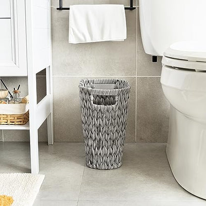 GRANNY SAYS Bathroom Trash Can, Wicker Waste Basket for Bathroom, Gray - color: Gray, size: Rectangular - 13"L x 7½"W x 12¼"H