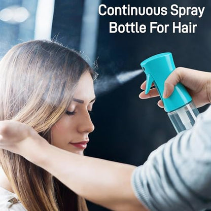 2 Pack Continuous Spray Bottle for Hair, Ultra Fine Mist Water Sprayer, Empty Aerosol-Free Styling Mister for Curly Hair, Gardening, Plants, Cleaning & Skincare (6.8oz/200ml - Teal)
