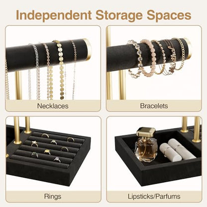 Jewelry Organizer Stand Display, 3 Tier Velvet Bracelet Holder, Black - color: Black, size: Standard