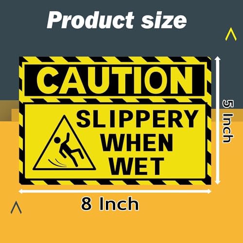 4 Pack Caution Slippery When Wet Floor Labels for Business 4x6 Inch