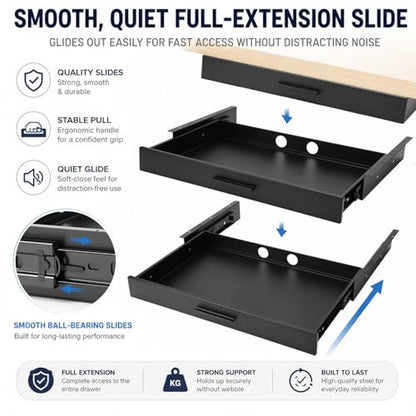 Menkxi 22 x 14 in Under Desk Drawer,Slide out Storage Organizer Heavy Duty - size: 22 x 14 in