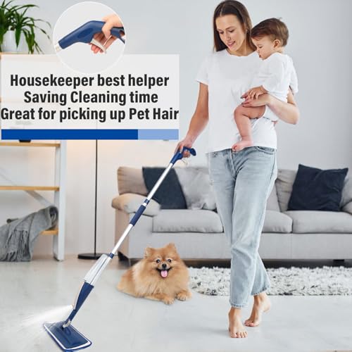 Spray Mop for Floor Cleaning, 2 Pack with Refillable Bottles & Pads - color: Blue&blue