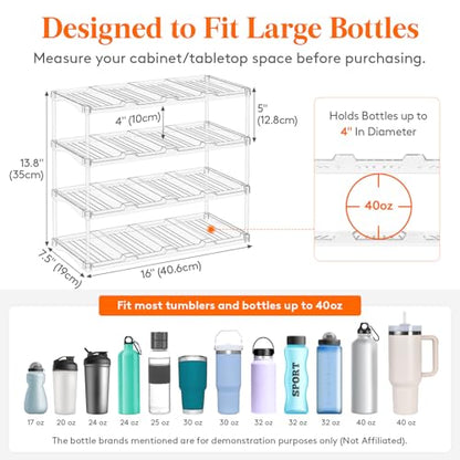 Lifewit Stackable Water Bottle Organizer, Clear Tumbler Holder for Cabinet - size: 4 Tier-16 Bottle