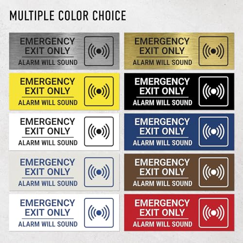 Emergency Exit Only Alarm Will Sound Sign, Engraved, - color: Red, size: 2x6