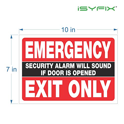 iSYFIX Emergency Exit Only Stickers, Design 2, 10x7 in, 2 Pack, Red & Black - color: Red & Black