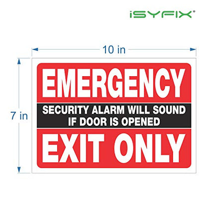 iSYFIX Emergency Exit Only Stickers, Design 2, 10x7 in, 2 Pack, Red & Black - color: Red & Black