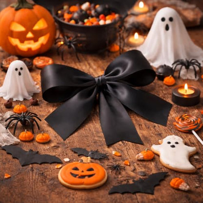 Black Satin Ribbon 1-1/2 Inch x 36 Yards for Halloween Hair Bows & Crafts - color: Black