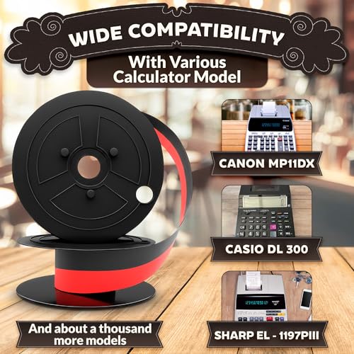 3 Pcs Canon MP11DX Calculator Ink Ribbon, Red/Black, 18 ft x 0.5 in