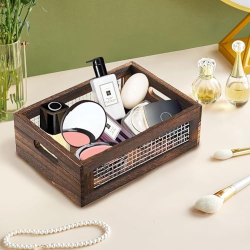 Wooden Crates Storage Boxes Rectangular Wood Craft Basket