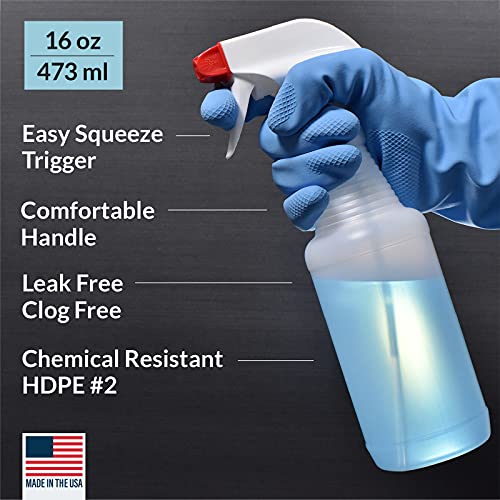 Pinnacle Mercantile Plastic Spray Bottles USA Made 4 Pack 16 oz Leak Proof Empty Refillable Mist/Stream for Cleaning Solutions, Plants, Hair, Bleach, Vinegar, Alcohol Safe - size: 16 Oz, 4 Pack