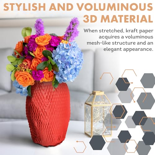 APQ Supply Honeycomb Packing Paper Red, 15 Inch x 100 Feet, Boutique Gift Packaging for Small Businesses, Retail Shops, and E-Commerce Orders - style: Red / Pack of 1