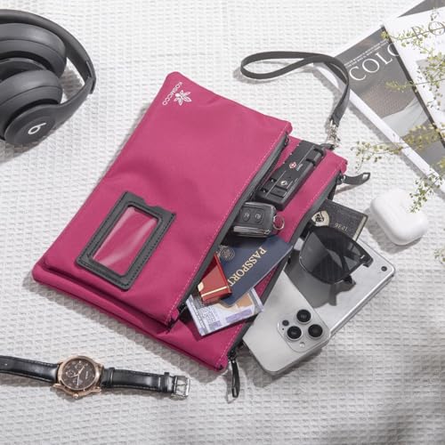 KOSMCCO Lockable Money Bag, Rose Red, 11x8.6 Inch - color: Rose Red