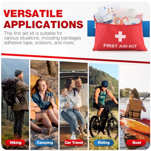 First Aid Kit for Home Car Travel 107 Piece Emergency Kits for Hiking Camping Small Trauma Kit for Boat Vehicle Lightweight Compact Pocket Aid Kit for Sports Outdoor Survival