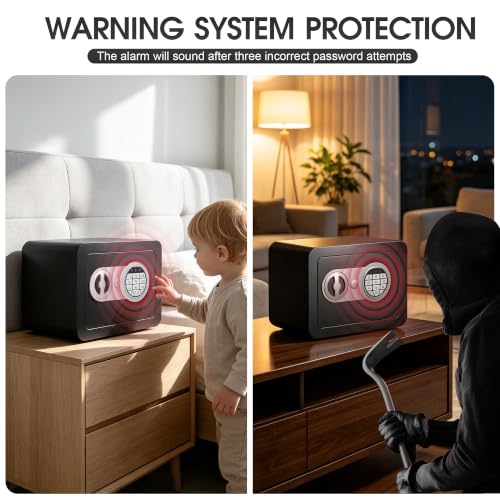 Small Safes for Home Small Safe Box Mini Safe with Coin Slot Personal Safes for Money Cash Documents Kids Safety Box with Digital Keyboard Caja Fuerte Para Dinero 0.23 Cubic (black) - color: black