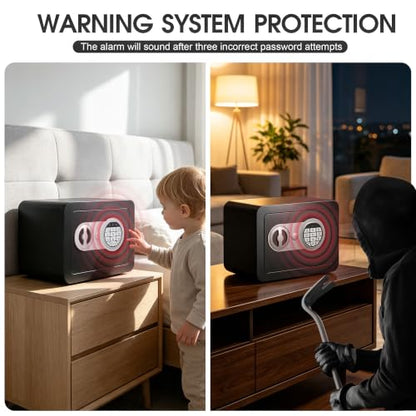 Small Safes for Home Small Safe Box Mini Safe with Coin Slot Personal Safes for Money Cash Documents Kids Safety Box with Digital Keyboard Caja Fuerte Para Dinero 0.23 Cubic (black) - color: black