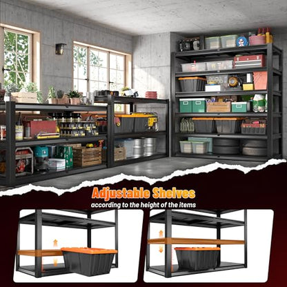 REIBII 84.1" H Garage Shelving, 3500LBS Storage Shelves Heavy Duty, Adjustable 6-Tier Metal Shelving for Commercial, Warehouse, Basement, Garage,Shop, 55.1" W x 25.8" D x 84.1" H - size: 6-Tier, 55.1"W x 25.8"D x 84.1"H