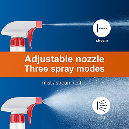 Veco Spray Bottle (5 Pack,32 Oz) with Measurements and Adjustable Nozzle(Mist & Stream Mode), HDPE Plastic Spray Bottles for Cleaning Solution, Household/Commercial/Industrial Use, No Leak and Clog - size: 32 oz 5Pack