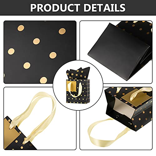 Tenare 12 Pcs Small Gift Bags Bulk,7 x 4 x 9 Inch,Black Gold - color: Black Gold, size: 7 x 4 x 9 Inch
