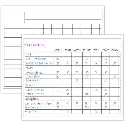 Iconikal 2-Pack Magnetic Dry Erase Chore Meal Chart 14x11-Inch Planner Schedule WOD Goal Tracker Grid Refrigerator Whiteboard Home Office - style: (Workout of the Day) WOD Planner