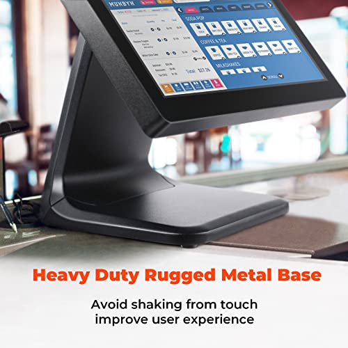 MUNBYN POS Touch Screen Monitor 17-inch 400 nits Flat Capacitive LED Touchscreen Monitor POS System and Black Cash Register Drawer, 16" Wide Cash Drawer with Removable Coin Tray