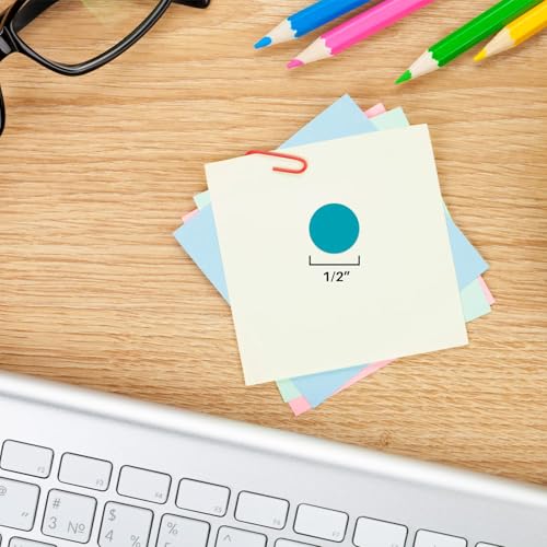ChromaLabel Teal Removable Dot Stickers, 1/2 Inch, 1000/Roll - color: Teal, size: 1/2"