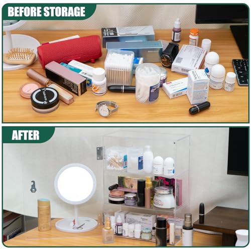 Locking Display Case, Acrylic Display Case with Lock Key, Clear Countertop Display case with Shelves(11.8x5.9x15.7 inch, 4.9in Shelf Clearance) - size: 4.9in Shelf Clearance