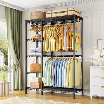 Ulif F2 Clothes Rack, 5 Tiers Heavy Duty Garment Rack for Bedroom - color: Black