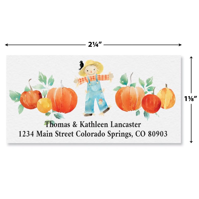 Happy Fall Personalized Deluxe Address Labels - Set of 144 (4 Designs), Self-Adhesive, Large Flat-Sheet Select Labels - color: Happy Fall