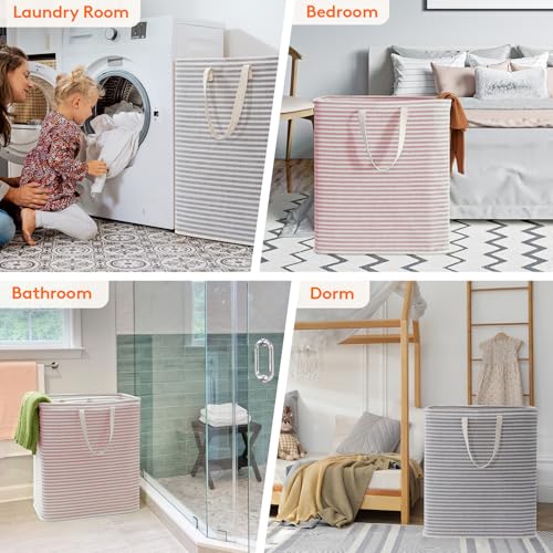 Lifewit 100L Large Laundry Baskets, Laundry Hampers Bags, 2 Pack, Grey&Pink - color: Grey-Pink, size: 100L