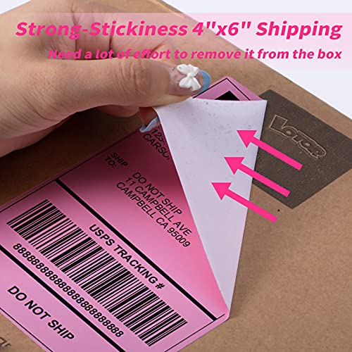 4x6 Thermal Direct Shipping Label, 4''x 6'' Fan-Fold Labels, 500 Pcs - color: Pink