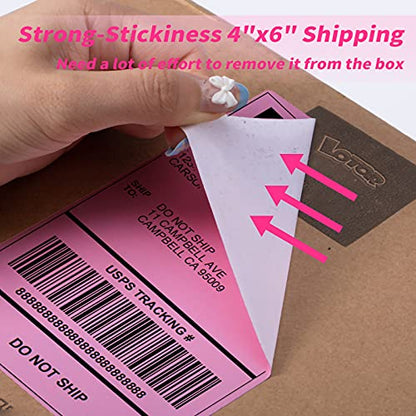 4x6 Thermal Direct Shipping Label, 4''x 6'' Fan-Fold Labels, 500 Pcs - color: Pink