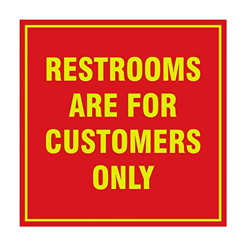 Signs ByLITA Square Restrooms Are For Customers Only Sign (Red/Yellow) - Small 1 Pack - color: Red/Yellow, size: 4 x 4" - Small (1 Pack)