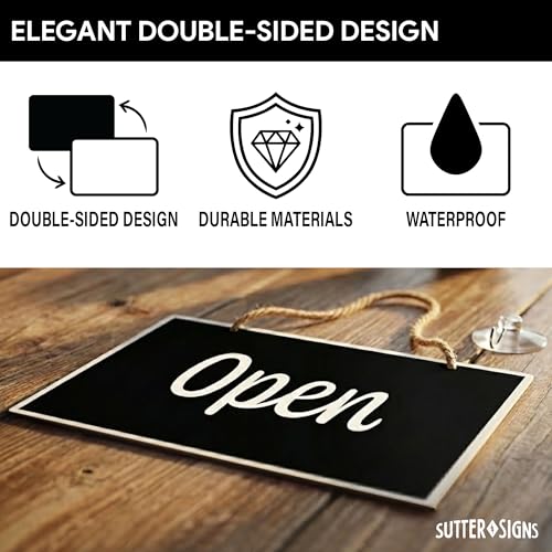 Open Closed Sign for Business, 10" x 6" - color: Black/White