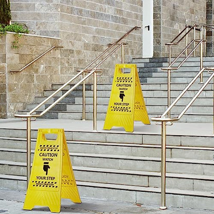 3 Pcs 24" Caution Watch Your Step Sign, Wet Floor Signs, Bright Yellow