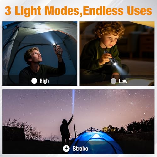 EverBrite Mini Flashlight, Zoomable LED Flash Light, 3 Modes, 3AAA Batteries Included, Handheld Small Flashlight for Camping, Emergency, Home – Black (Pack of 2) - color: Black, size: Small (Pack of 2)