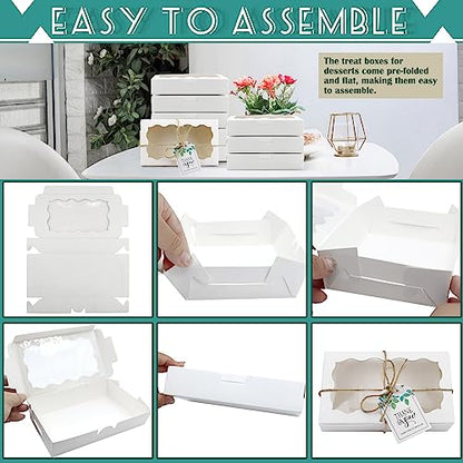 60 Pack 7 x 4 3/8 x 1.5 Inch Cookie Boxes with Clear Window - color: 60PCS White Boxes