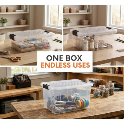 Superio 7.4 Quart Clear Plastic Storage Bin with Lid, Stackable Organizer Box, BPA-Free Storage Container for Home, Garage, School & Office, 2 Pack - size: 7.4 Quart