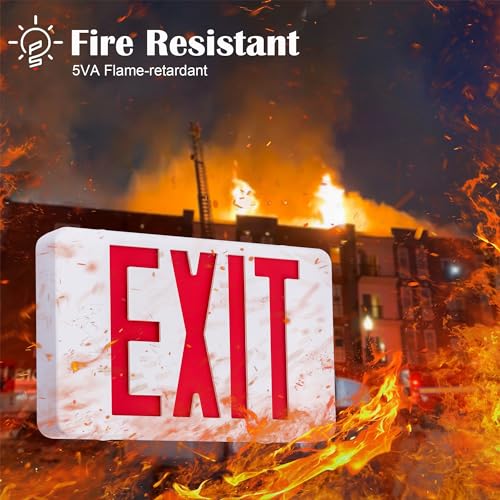Gruenlich Emergency Exit Sign for Business, Battery Backup, 6 Pack - size: 6-Pack