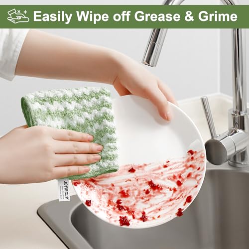 JOYMOOP Microfiber Cleaning Cloth, 18 Piece Set, Small, Green - color: D