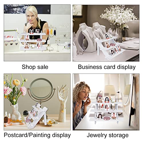NBEADS 3-Tier Retail Earring Display Riser, White Earring Ring Holder Detachable Wood Retail Jewelry Card Display Stand with Groove for Crafts Jewelry Storage Display Collection, 15.3x12.28x10.12 - color: 3-Tier White