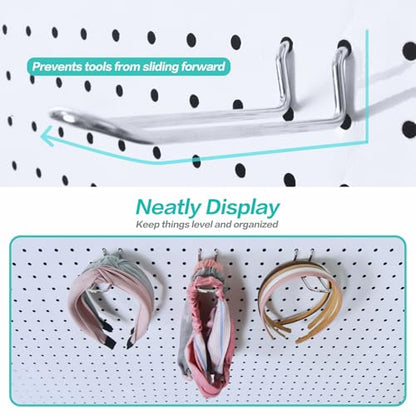 Pegboard Dual-arm Hooks 16pcs Heavy Duty Tool Hanging Holders (Silver, 4") - color: Silver, size: 4 Inch