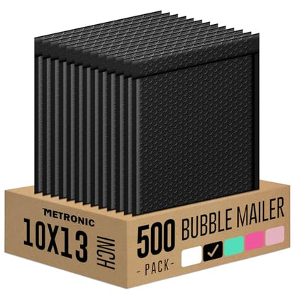 METRONIC Bubble Mailers 10x13" Padded Envelopes Black 500Pack Waterproof - color: Black, size: 10x13" 500PC
