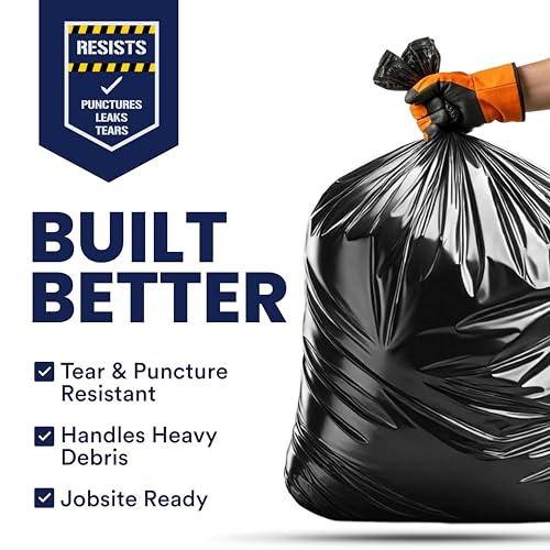 Plasticplace Contractor Trash Bags 55-60 Gallon │ 3.0 Mil │ Black Heavy Duty Garbage Bag │ 38” x 58” (32 Count) - color: Black, size: 1 Count (Pack of 32)