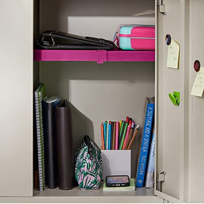 LockerMate Adjust-A-Shelf Locker Shelf, School Organizer, Pink - color: Pink